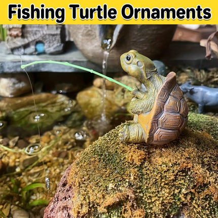 Fishing Turtle Ornament Cute Outdoor Patio Pool Decoration for Garden Balcony