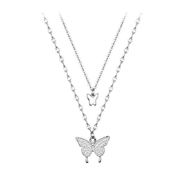 Butterfly Double Necklace Feminine Cold Wind Style Collarbone Chain Jewelry