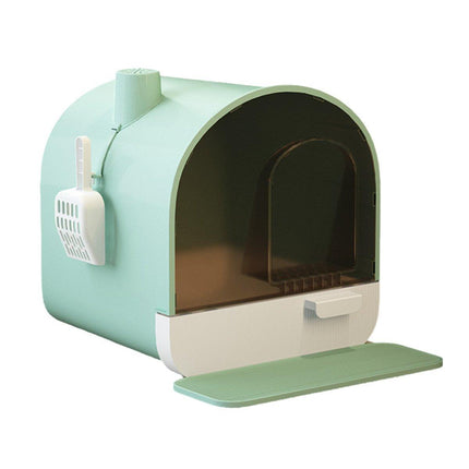 Fully Enclosed Cat Litter Pan Large Litter Box with Drawer Cat Toilet Tray