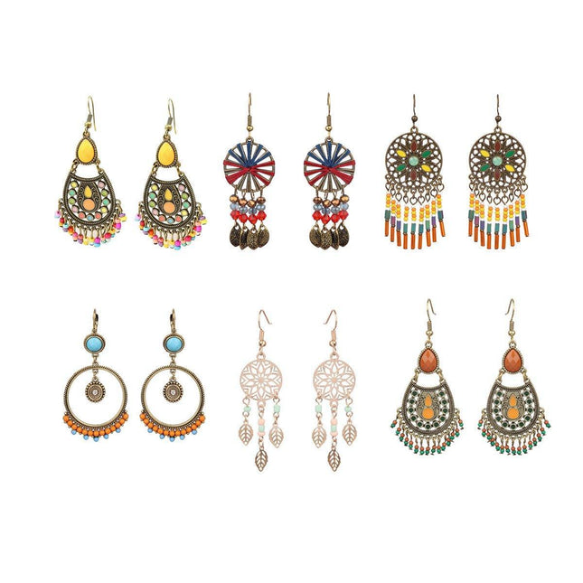 Retro Court Style Geometric Leaf Earrings Elegant Vintage Jewelry for Women Gift
