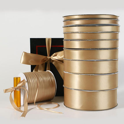 5/10PCS Thin Gift Wrapping Gold Ribbon Champagne Fabric Ribbons For Crafts - Aimall