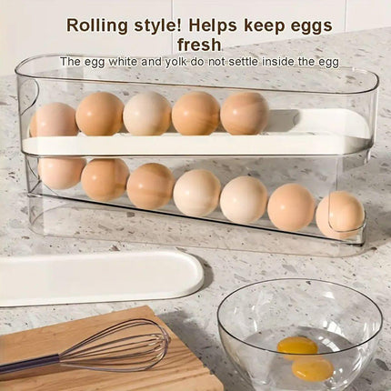 Household Slide Anti-drop Egg Box Refrigerator Door Automatic Rolling Egg Box
