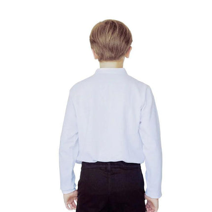 SKY BLUE Girls Peter Pan Collar Long Sleeve School Shirt with two button Adjustable Cuff - Aimall