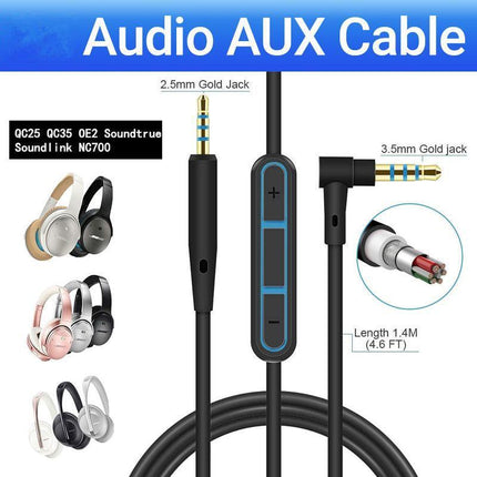 Cable Remote Mic F/ Bose QuietComfort 25 35 QC25 QC35 Headphone Android Phone - Aimall