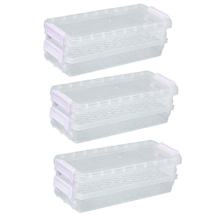 3PCS Clear Plastic Desktop Storage Box 2 Layer Holder DIY Stationery Pencil Case