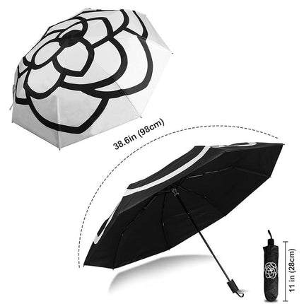 Rain Umbrella Compact Folding Sunscreen Umbrella Camellia Outdoor UV Protection