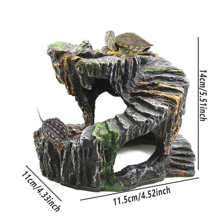 Spiral Turtle Platform Aquarium Ornament Landscape Decoration for Fish Tank