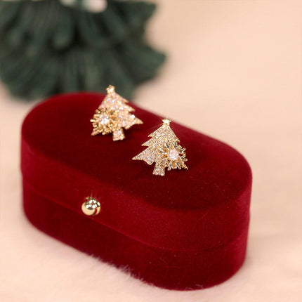 Christmas Tree Stud Earrings Women Festive Holiday Jewelry Gift Accessories