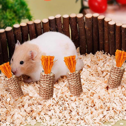 10pcs Pet Chewing Radish Hamster Toys Corn Cob Teething Sticks for Small Animals