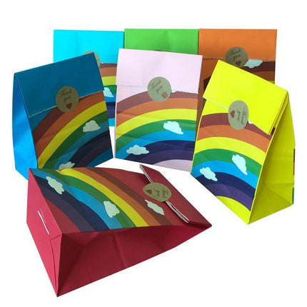 80PCS Kraft Paper Party Bag Seal Birthday Favor Kids  Rainbow Candy paper bags Aimall