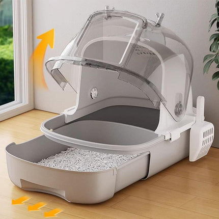 Large Fully Enclosed Cat Litter Box Drawer Type Easy Clean Cat Litter Pan Indoor