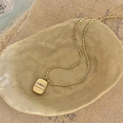 Titanium Steel Sunflower Square Charm Floral Necklace Gift For Woman Lady - Aimall