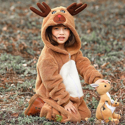 Girls' Christmas Elk Cute Dress Kids Holiday Party Outfit Festive Winter Wear - Aimall