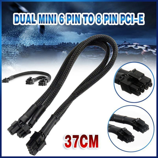 Dual Mini 6 Pin to 8 Pin PCI-E Video Card Power Cable Y Splitter 18AWG Mac Pro - Aimall