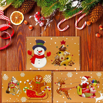 12/20pcs Christmas Biscuit Window Boxes Festive Bread Gift Packaging Storage