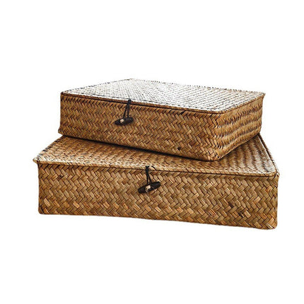 2pcs Storage Basket with Lid Durable Organising Box for Home and Office Use