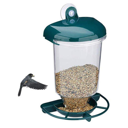 Clear Plastic Automatic Bird Feeder Suspended Suction Cup Feeder with Cover