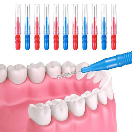 200PCS Interdental Brush Floss Sticks Tooth Floss Head Toothpick Cleaning New Blue - Aimall