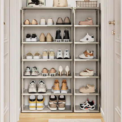7 Tier Folding Shoe Rack for Easy Storage Space Saver Adjustable Shoe Organizer