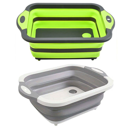 Multifunctional Plastic Sink Cutting Board Foldable Draining Basket Outdoor Dish