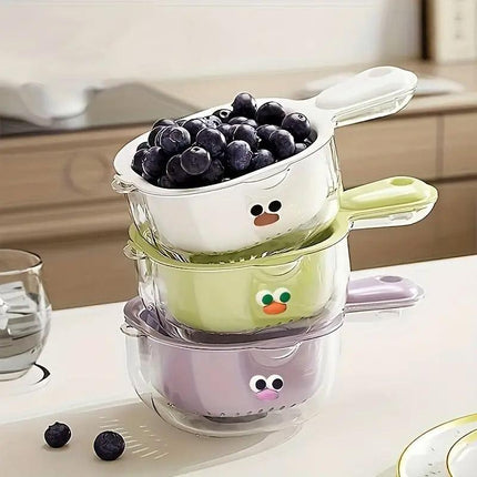 2in1 Double Layer Duckbill Draining Basket Water Vegetable Fruit Washing Basket
