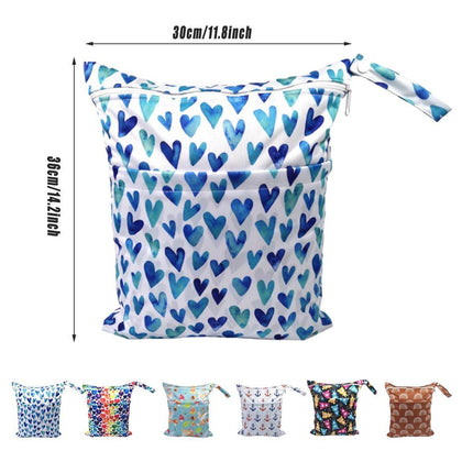 2PCS Cartoon Printed Diaper Bag Double Zipper Washable Storage Organizer