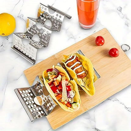 4pcs W Shape Stainless Steel Taco Holder Stand for Pancakes and Food Serving