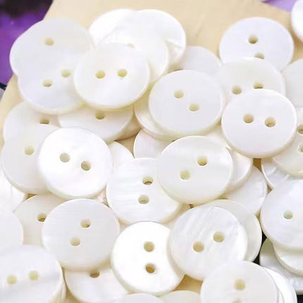 20pcs White Shirt Buttons Round Two Eyes Sewing Craft DIY Clothing Supplies