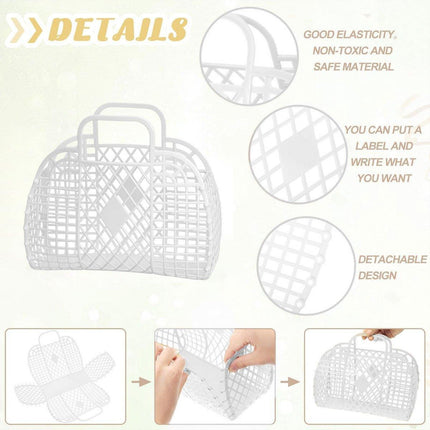 16pcs Diamond Plastic Bath Storage Basket Handheld Soft Bathroom Wash Basket Set