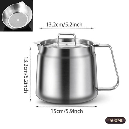 1500ml Stainless Steel Oil Filter Pot Oil Strainer for Kitchen Cooking Frying