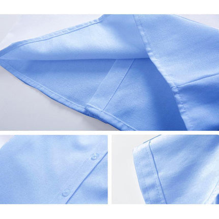 Boys Children's Kids Blue Short Sleeve School Shirt Open Neck With Lay Back Collar - Aimall