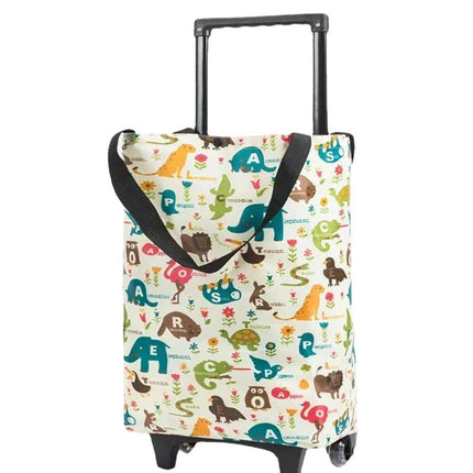 Lightweight Folding Shopping Cart Trolley with Wheels Retractable Tote Bag