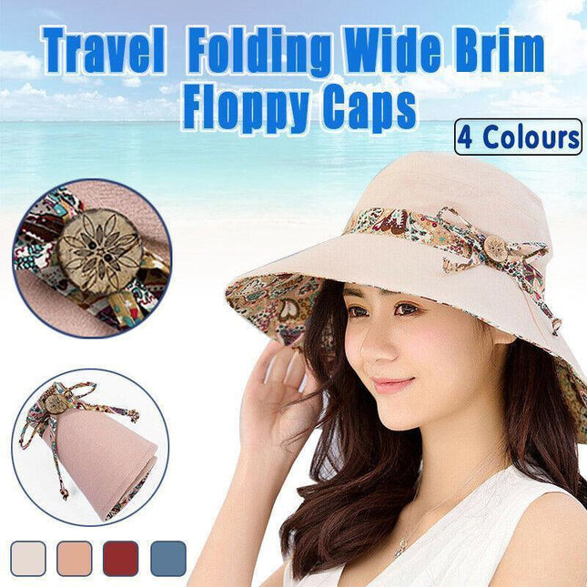Summer Hat Travel Cap Folding Wide Brim Floppy Caps Beach Sun Hats Women Au - Aimall