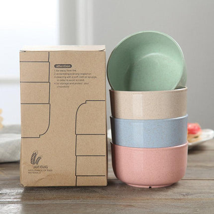 4pcs Healthy Wheat Straw Bowls Rice Bowls Soup Bowls Dining Bowls