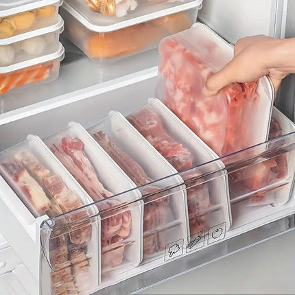 5pcs Clear Refrigerator Storage Box with Lid Square Crisper Organizer Dispenser