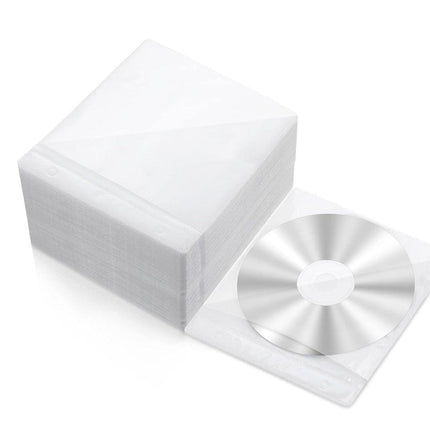 100X Premium White CD DVD Double Sided Plastic Sleeves Holds 2 discs Storage Bag