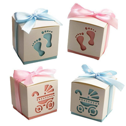 50X Shower Party Bomboniere Box 6x6x6cm with Ribbon for Birthday and Celebration Use