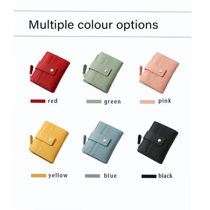 Stylish Women Short Wallet Multi-card Money Clip Zipper Two-Fold Purse Leather