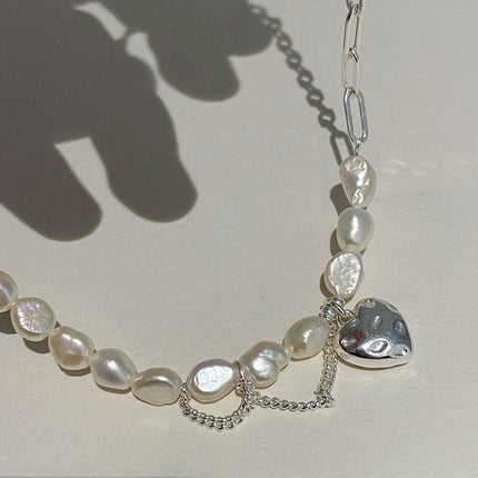 Sweet Love Heart Necklace Tassel Chain Asymmetric Collarbone Jewelry for Women