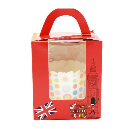 50x Assorted Color Muffin Cake Boxes with Clear Window & Handle High Quality