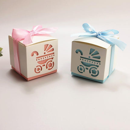 50X Shower Party Bomboniere Box 6x6x6cm with Ribbon for Birthday and Celebration Use