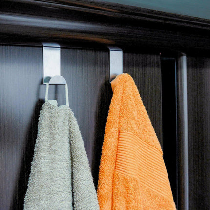 4x/6x Over Door Hooks Hanger Holder Stainless Steel Cabinet Organizer Clothes 4cm - Aimall