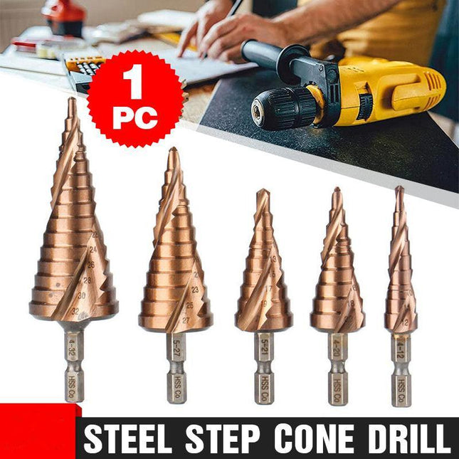 HSS M35 Cobalt Steel Step Cone Drill Bit Hole Saw Cutter 4-12/20/32mm 5-21/27mm - Aimall