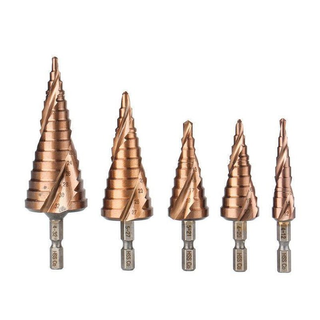 HSS M35 Cobalt Steel Step Cone Drill Bit Hole Saw Cutter 4-12/20/32mm 5-21/27mm - Aimall