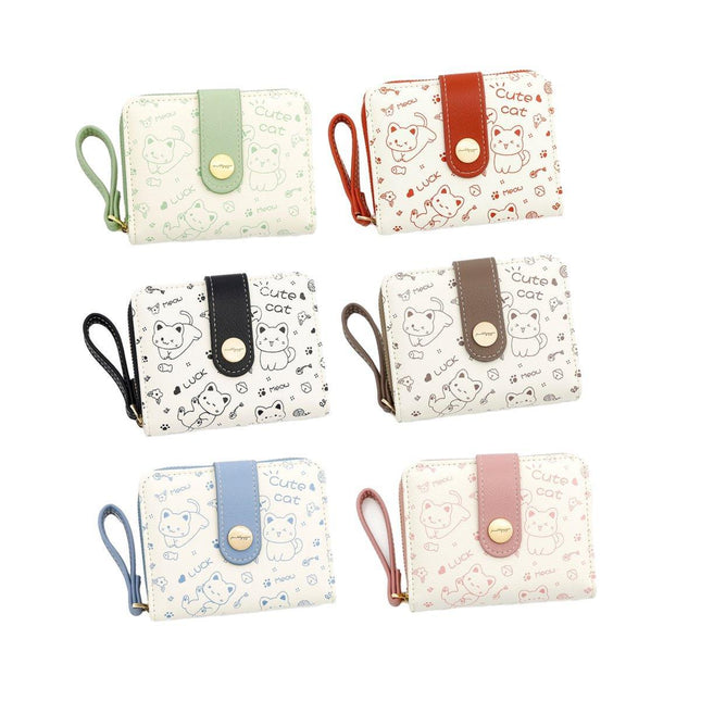 Cute Kitten Wallet Zipper Coin Purse for Girls Women Card Holder Student Style