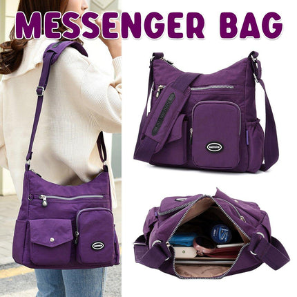 Purple Shoulder Bag Nylon Fabric Crossbody Travel Bag for Women Casual Use