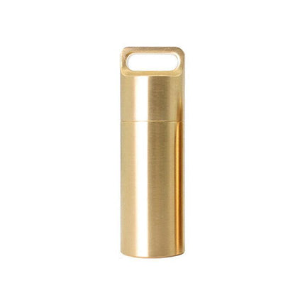 Waterproof Pill Box Case Bottle Brass Container Keyring Medicine Capsule Holder - Aimall