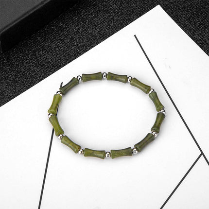 New Chinese Green Bamboo Splicing Bracelet Unique Handmade Jewelry Fashion