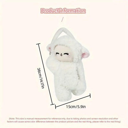 Car Tissue Box Multifunctional Hanging Drawer Box Cartoon Plush Sheep Design
