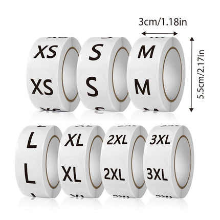 7 Rolls Clothing Size Label Sticker 1Inch Round Size Sticker Labels Self Adhesive